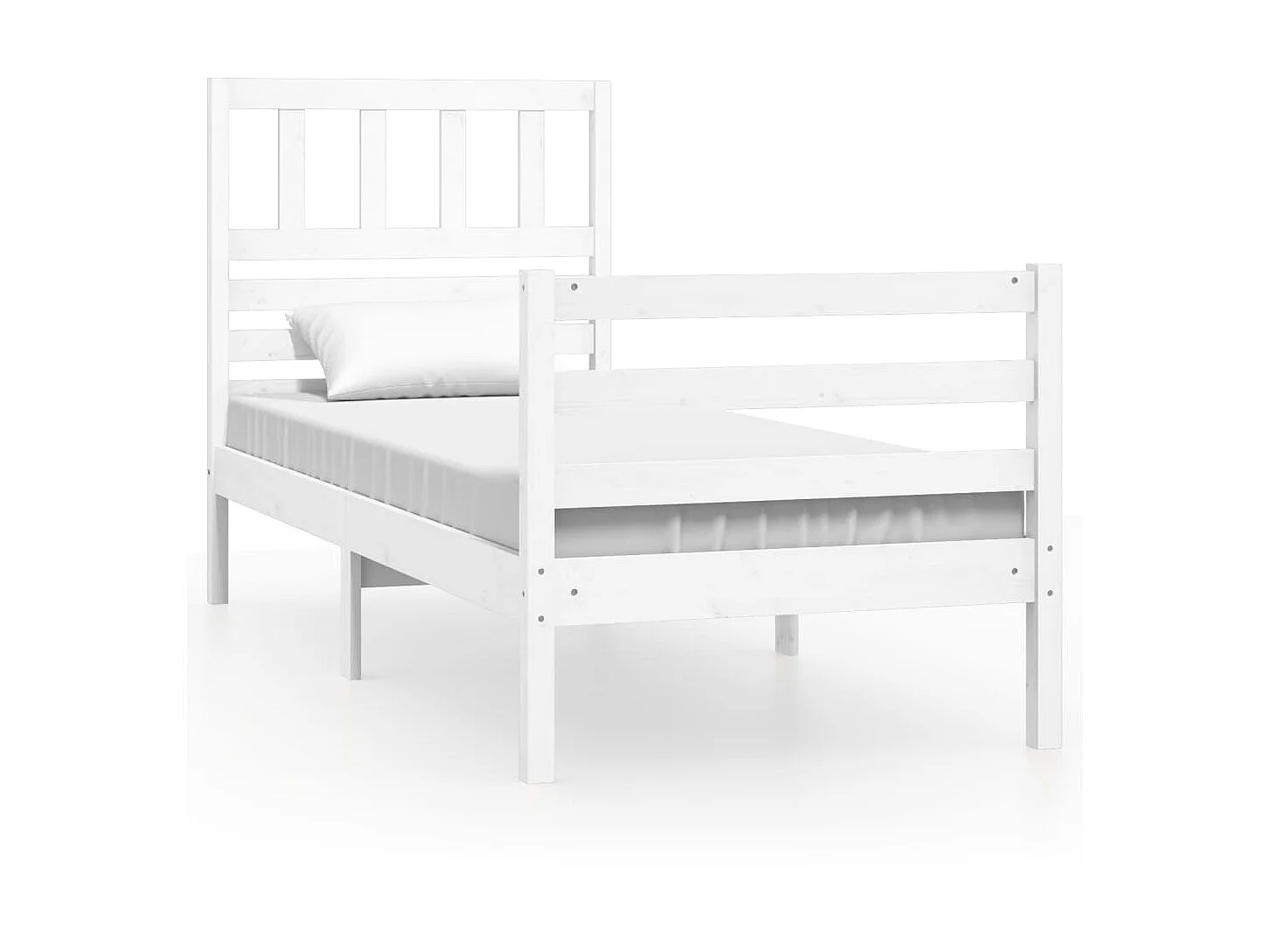 Cama 75x190 cm individual madera maciza blanco ES55358