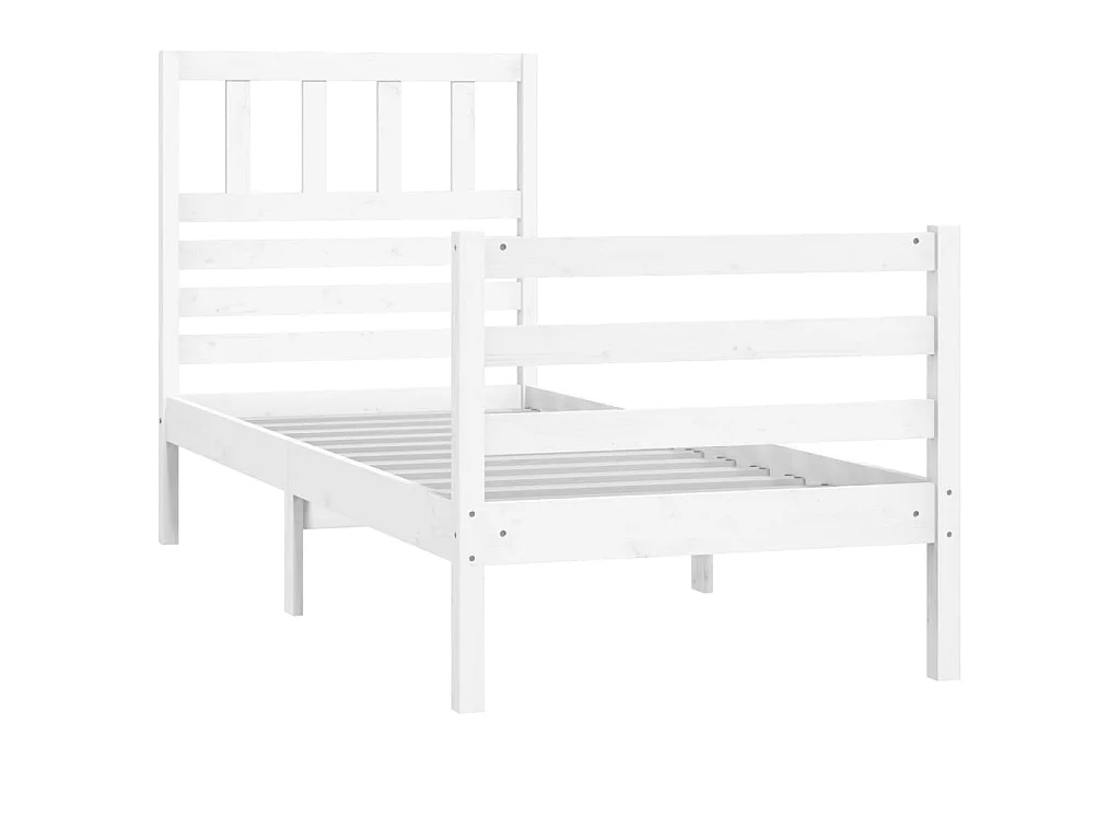 Cama 75x190 cm individual madera maciza blanco ES55358