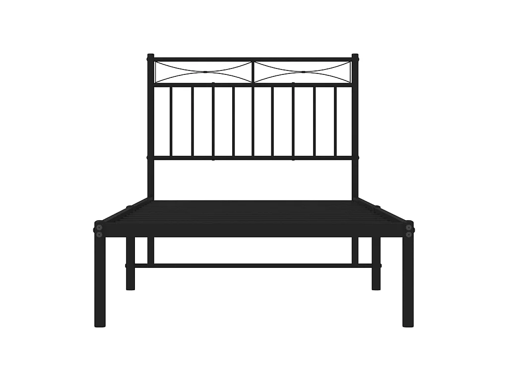 Lit-90x200 cm métal avec tête de lit noir EGGB90264
