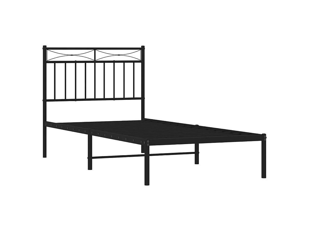 Lit-90x200 cm métal avec tête de lit noir EGGB90264