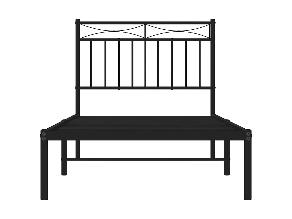 Lit-90x200 cm métal avec tête de lit noir EGGB90264