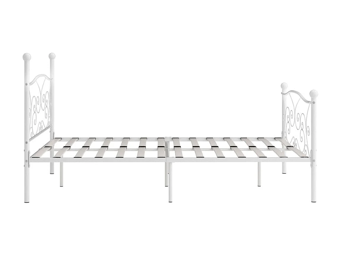 Cama com estrado de ripas 200x200 cm metal branco PT620670