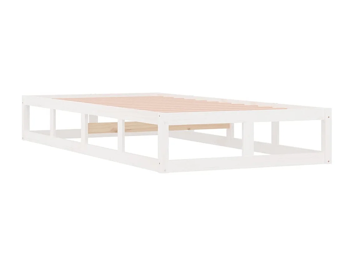 Lit-75x190 cm Blanc Petit simple Bois massif EGGB61096