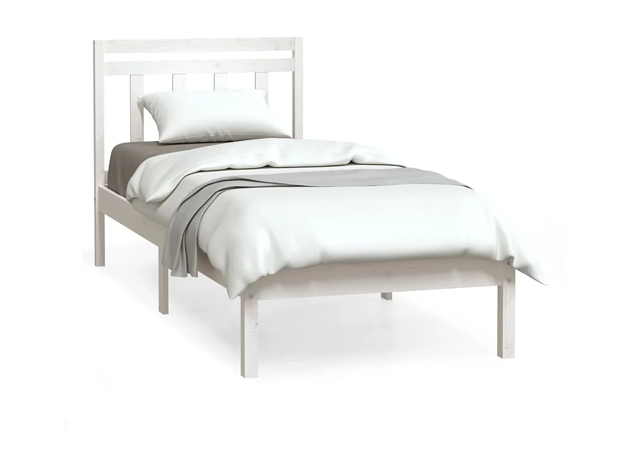 Cama 90x190 cm individual de madera maciza blanco ES23789