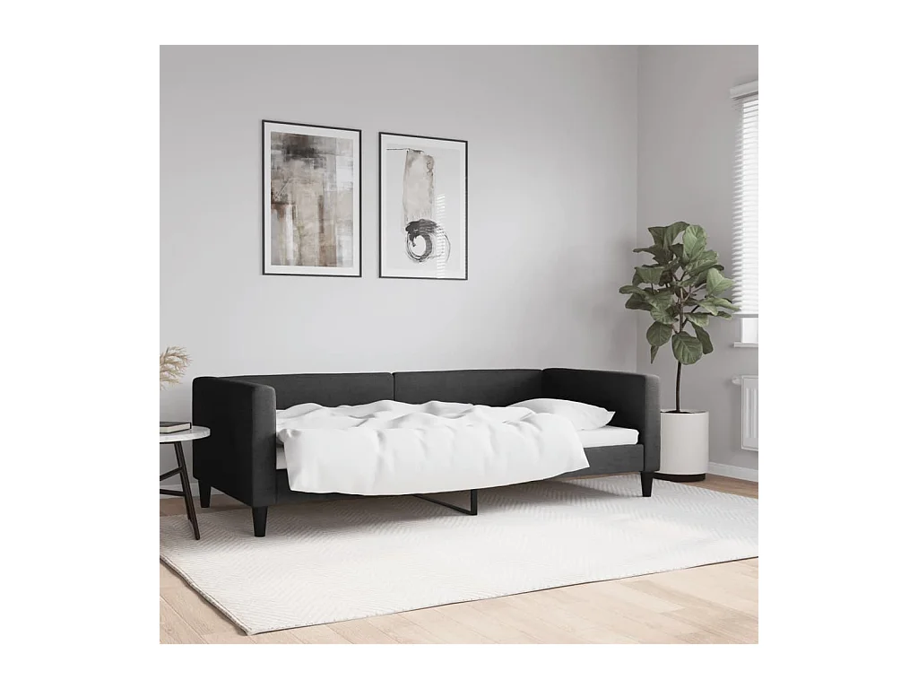 Lit-90x200 cm de repos noir tissu EGGB89779