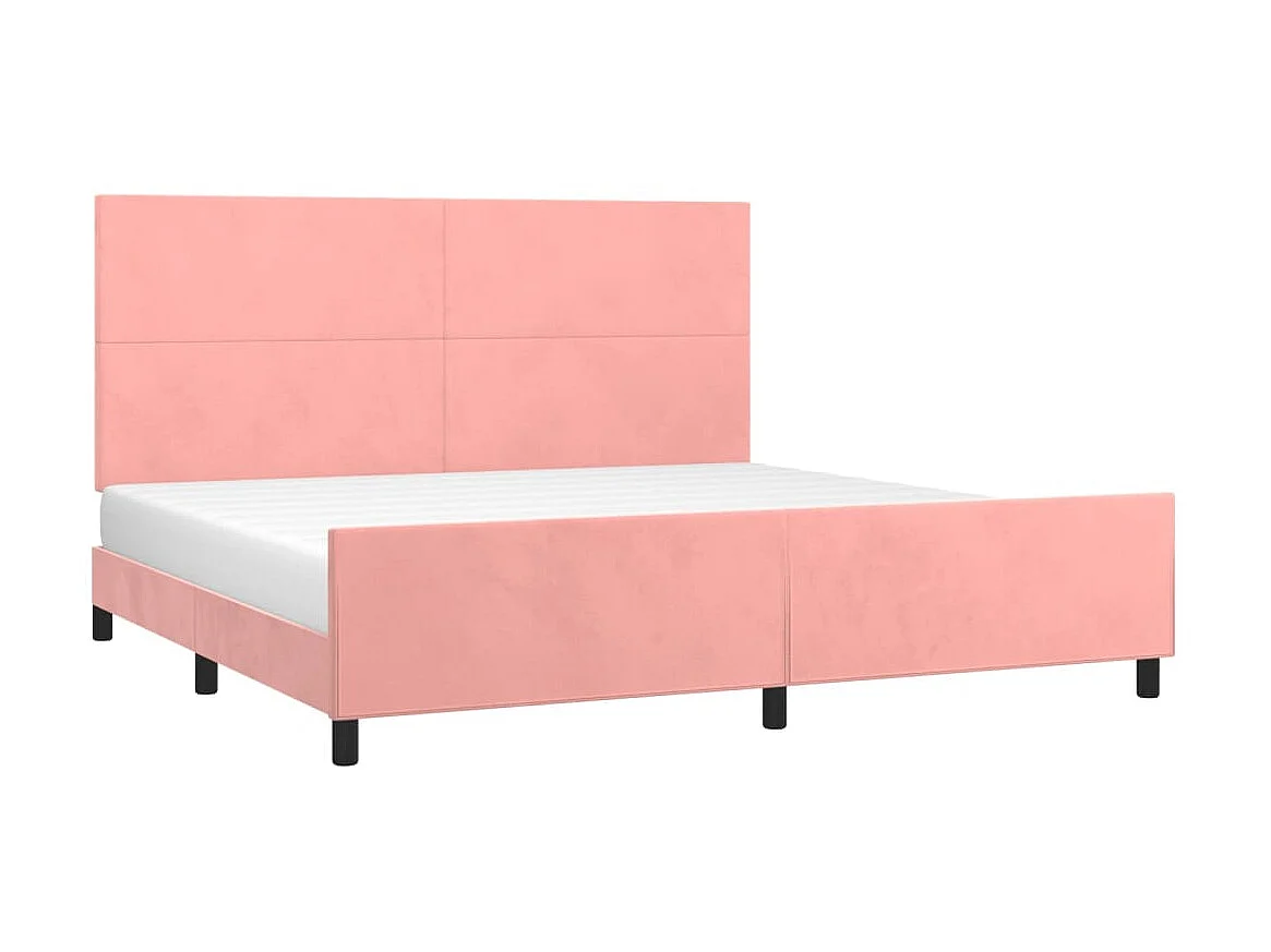 Cama c/ cabeceira 200x200 cm veludo rosa PT540101