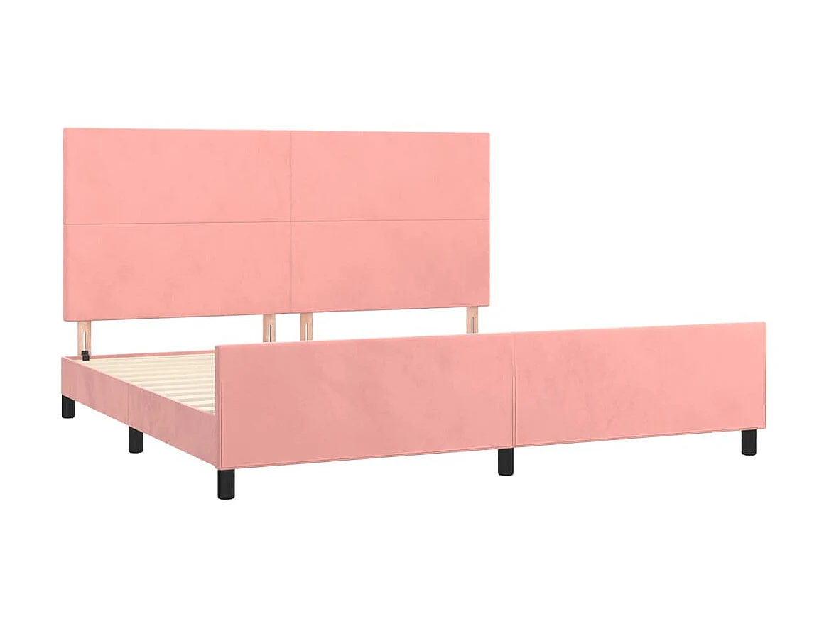 Cama c/ cabeceira 200x200 cm veludo rosa PT540101