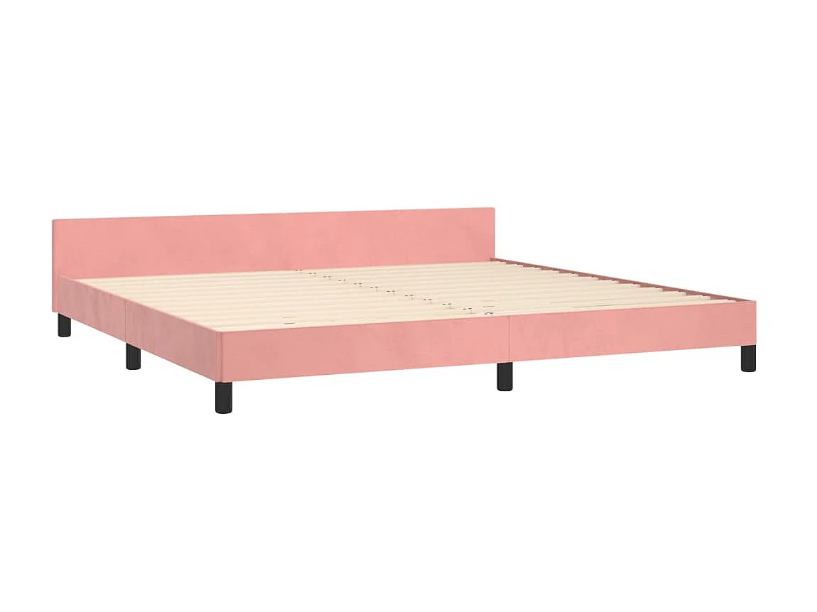 Cama c/ cabeceira 200x200 cm veludo rosa PT540101