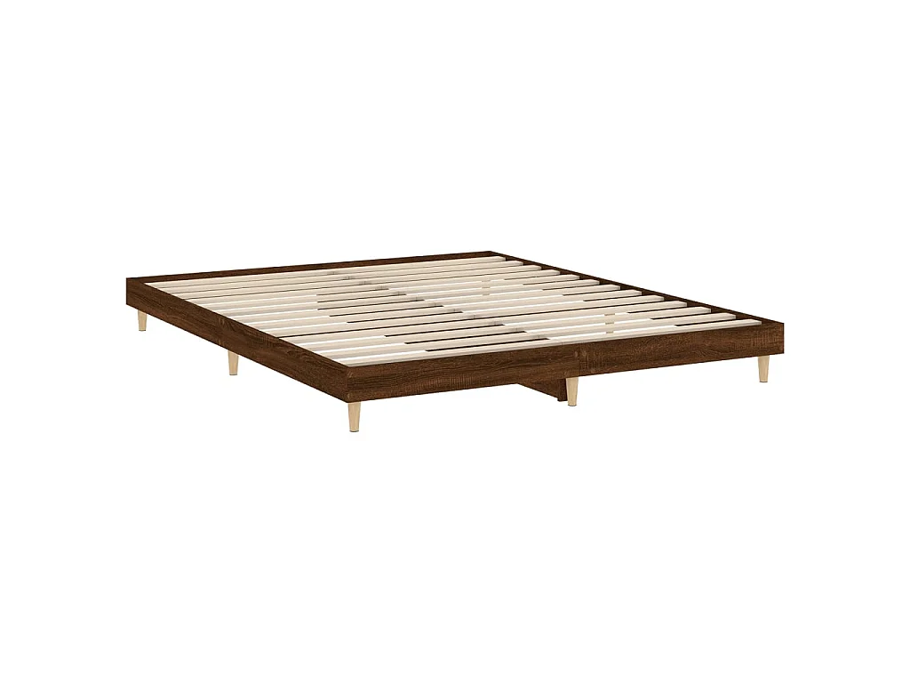 Lit-200x200 cm chêne marron bois d'ingénierie EGGB99491