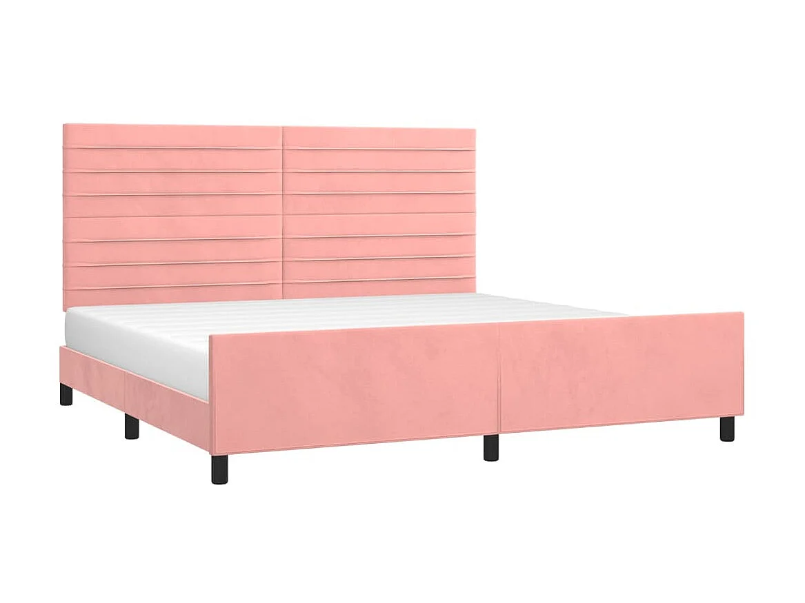 Cama c/ cabeceira 200x200 cm veludo rosa PT148156