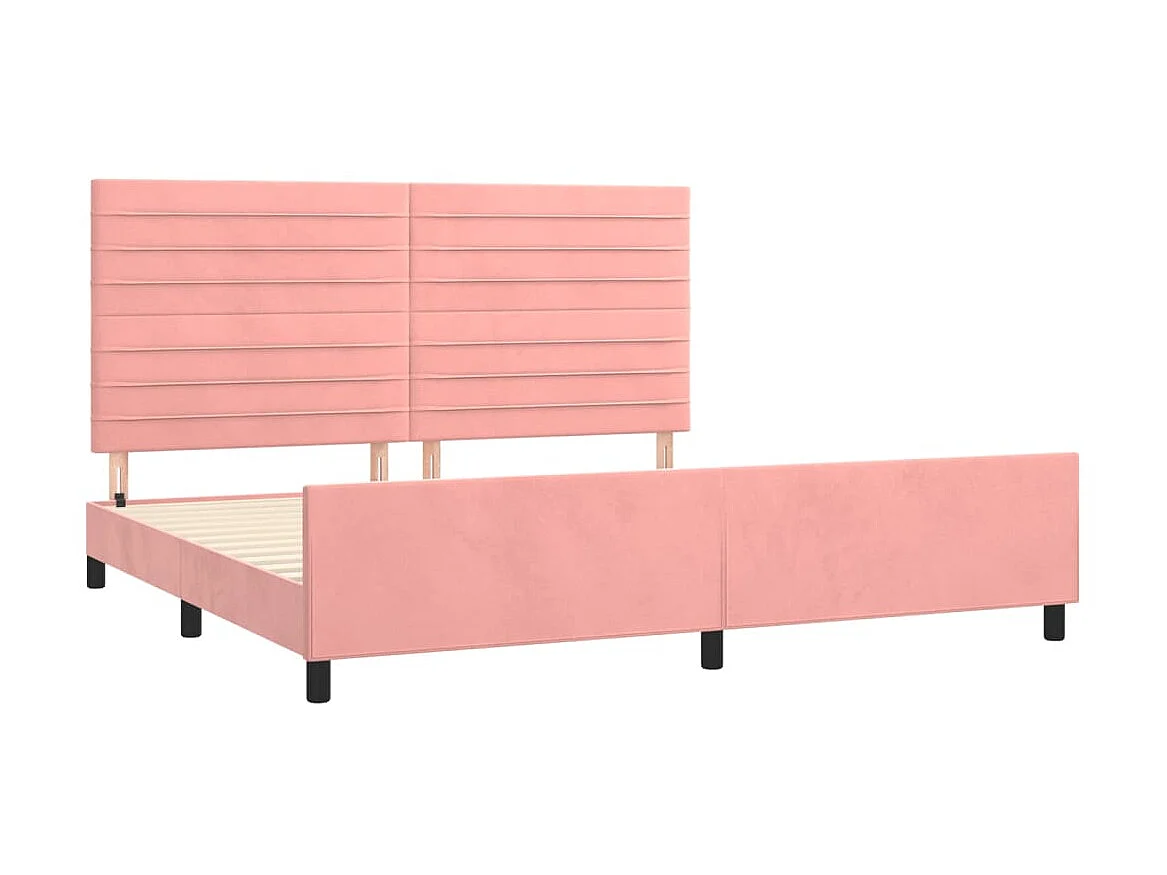 Bedframe met hoofdeinde fluweel roze 200x200 cm NL15040