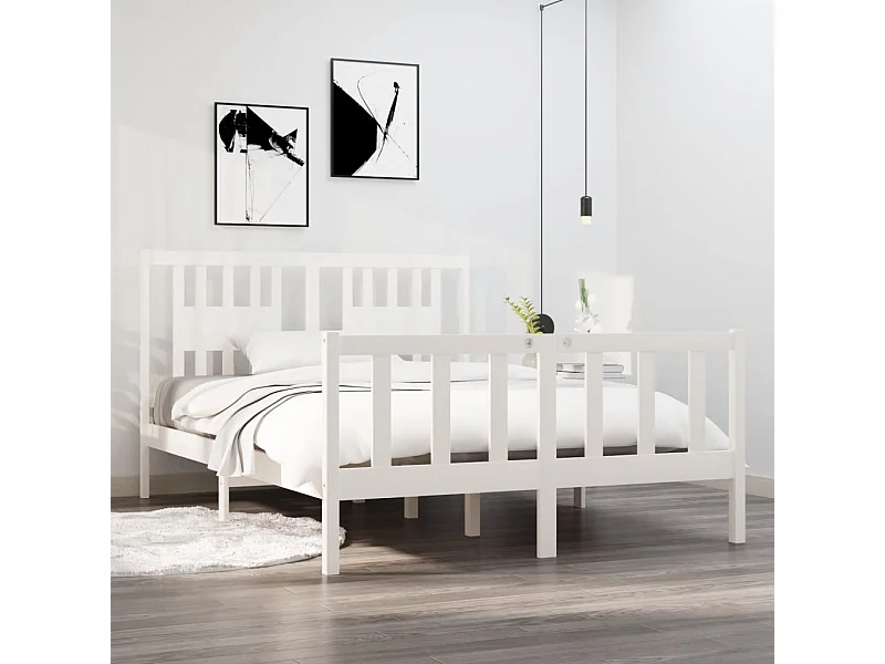 Bedframe massief hout wit 140x190 cm NL33775