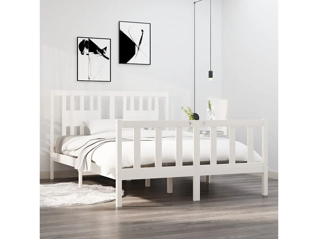 Bedframe massief hout wit 140x190 cm NL33775