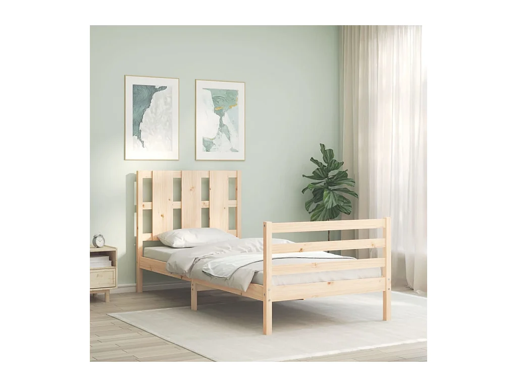 Lit-90x200 cm avec tête de lit bois massif EGGB51124