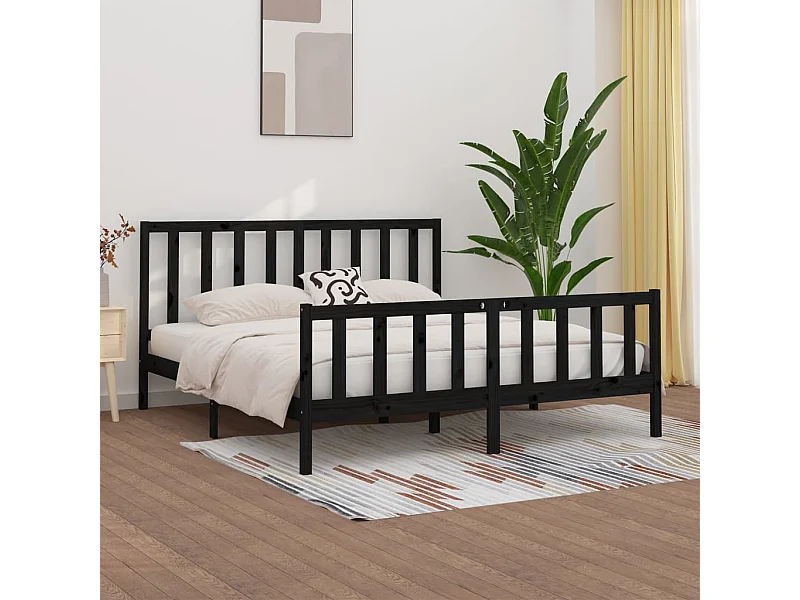 Bedframe massief hout zwart 200x200 cm NL45119