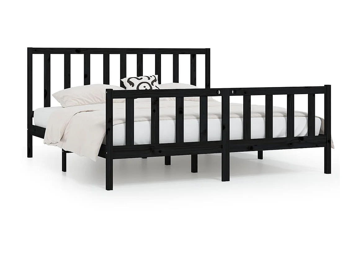 Bedframe massief hout zwart 200x200 cm NL45119