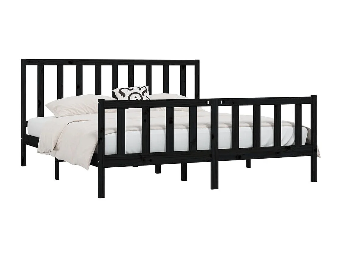 Bedframe massief hout zwart 200x200 cm NL45119