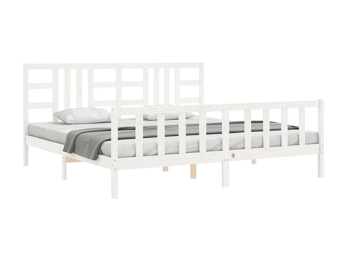 Bedframe met hoofdbord massief hout wit 200x200 cm NL62316