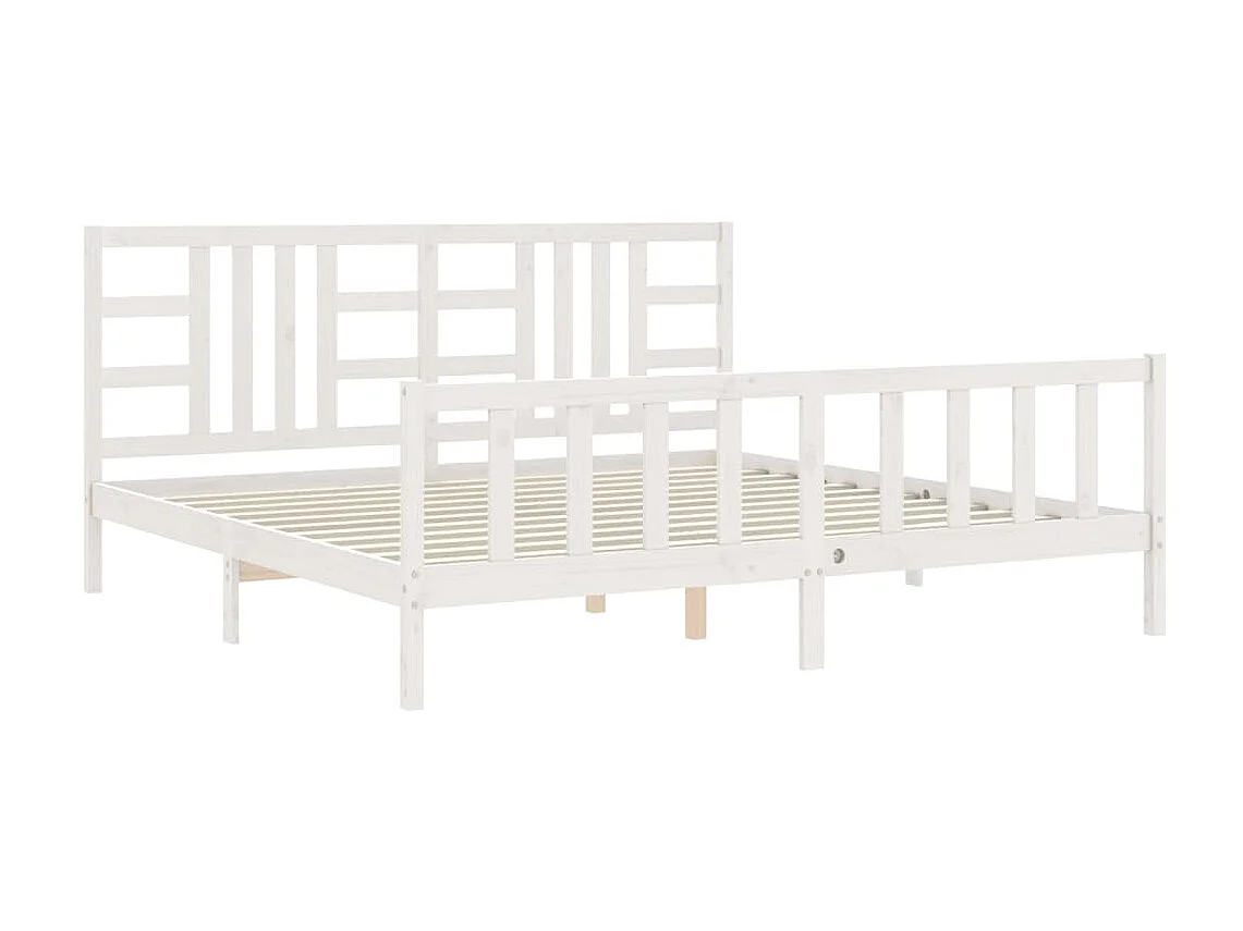 Bedframe met hoofdbord massief hout wit 200x200 cm NL62316