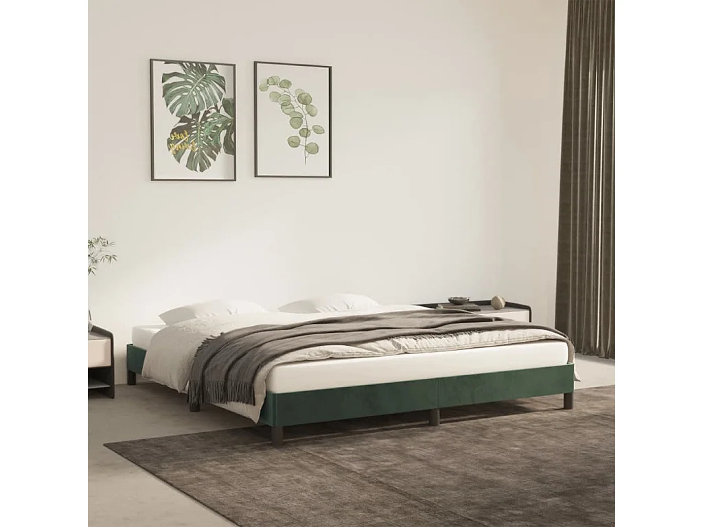 Lit-180x200 cm Vert foncé Velours EGGB93368