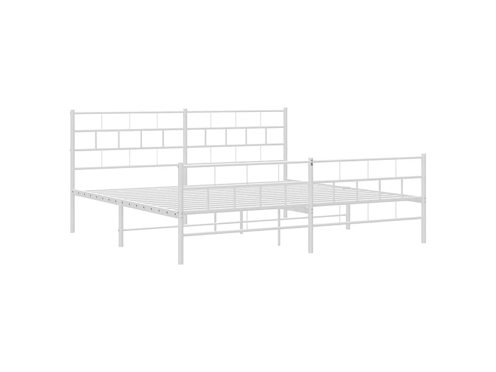 Cama com cabeceira e pés 183x213 cm metal branco PT817319