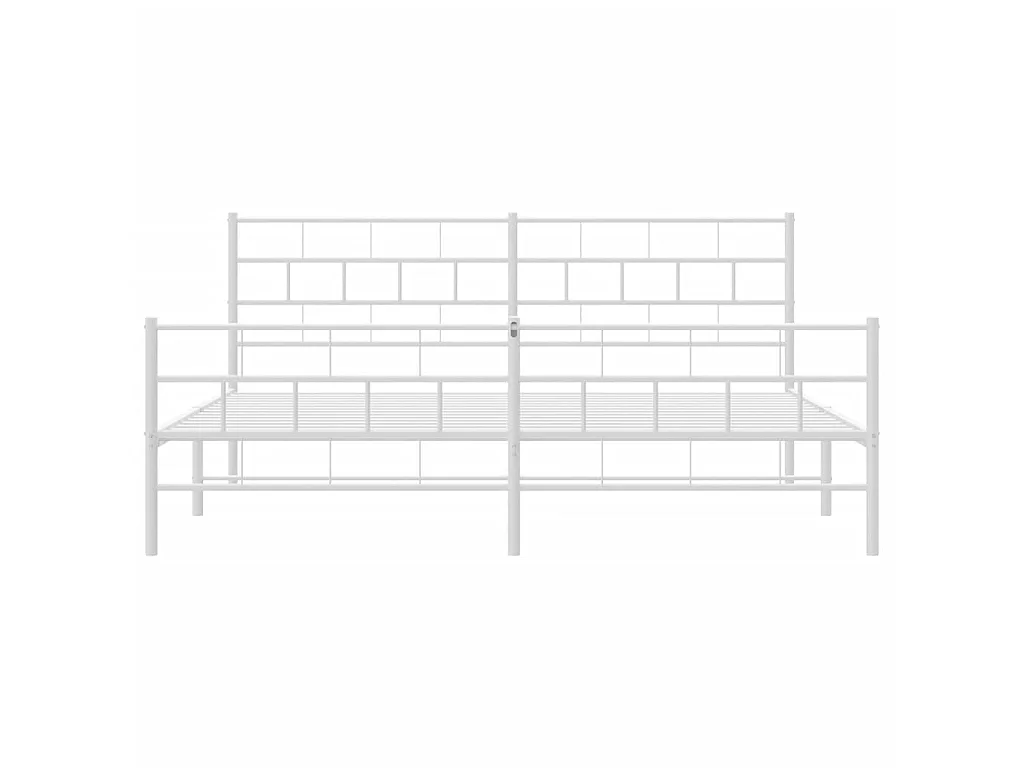 Cama com cabeceira e pés 183x213 cm metal branco PT817319