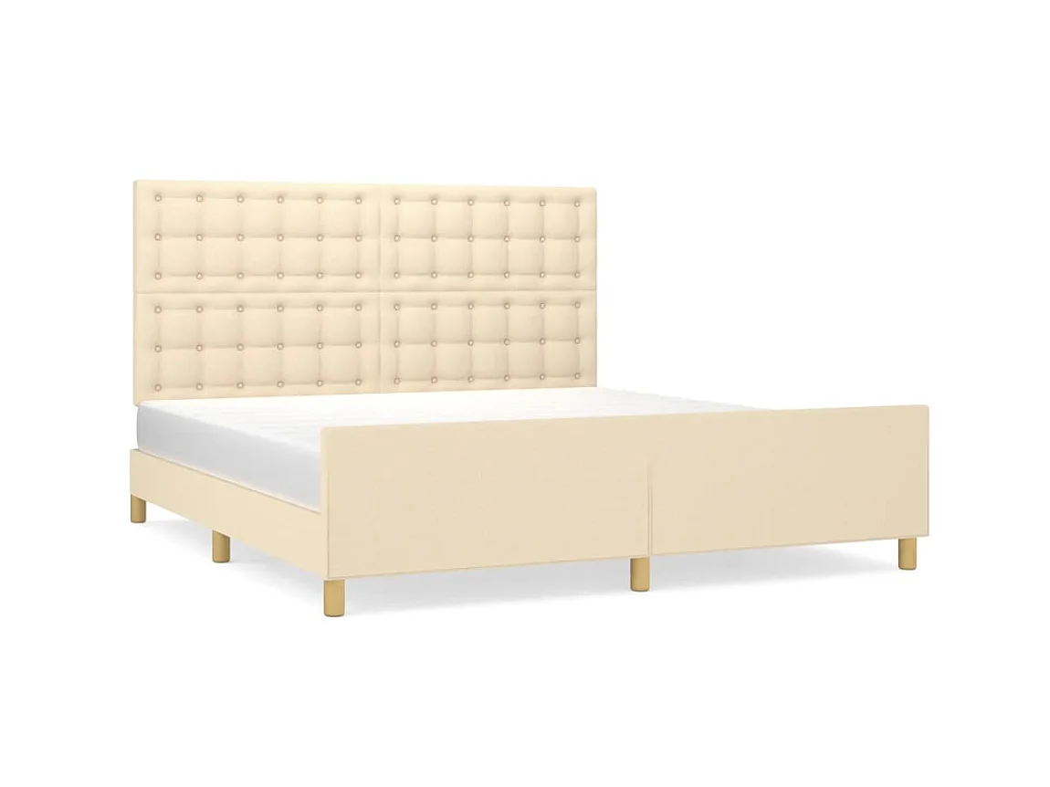 Cama para adulto - con cabecero de tela color crema 160x200 cm ES397602