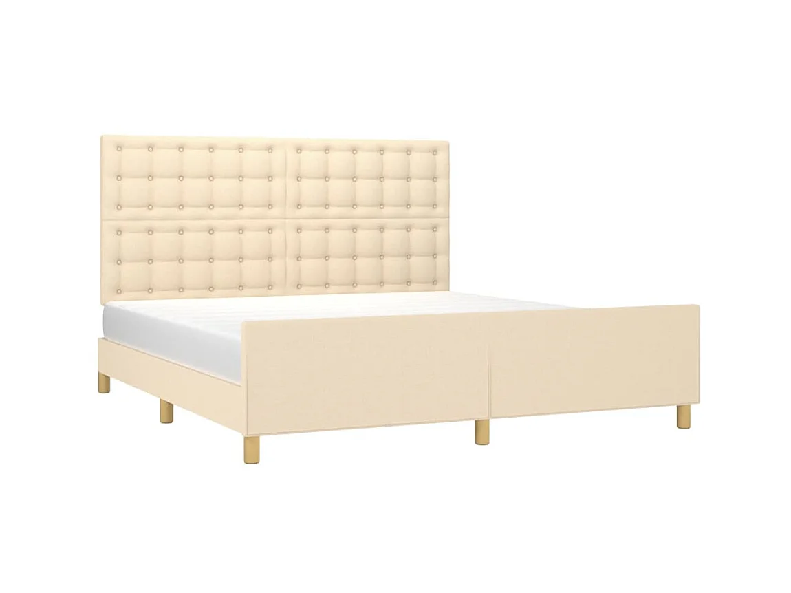 Cama para adulto - con cabecero de tela color crema 160x200 cm ES397602
