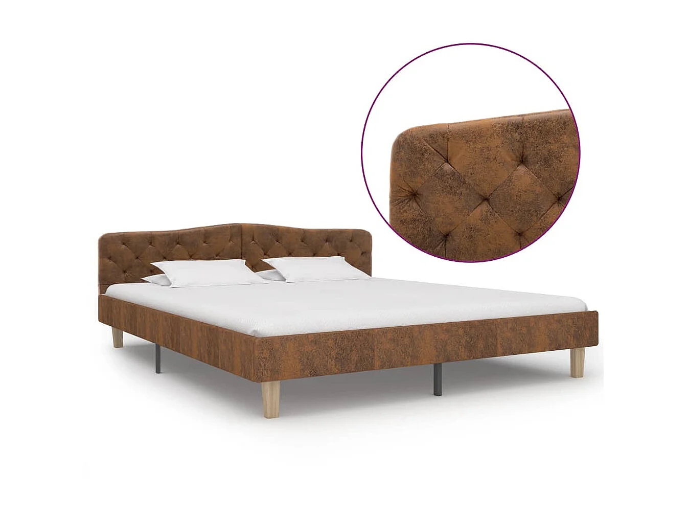 Lit-180x200 cm Marron Similicuir daim EGGB44903