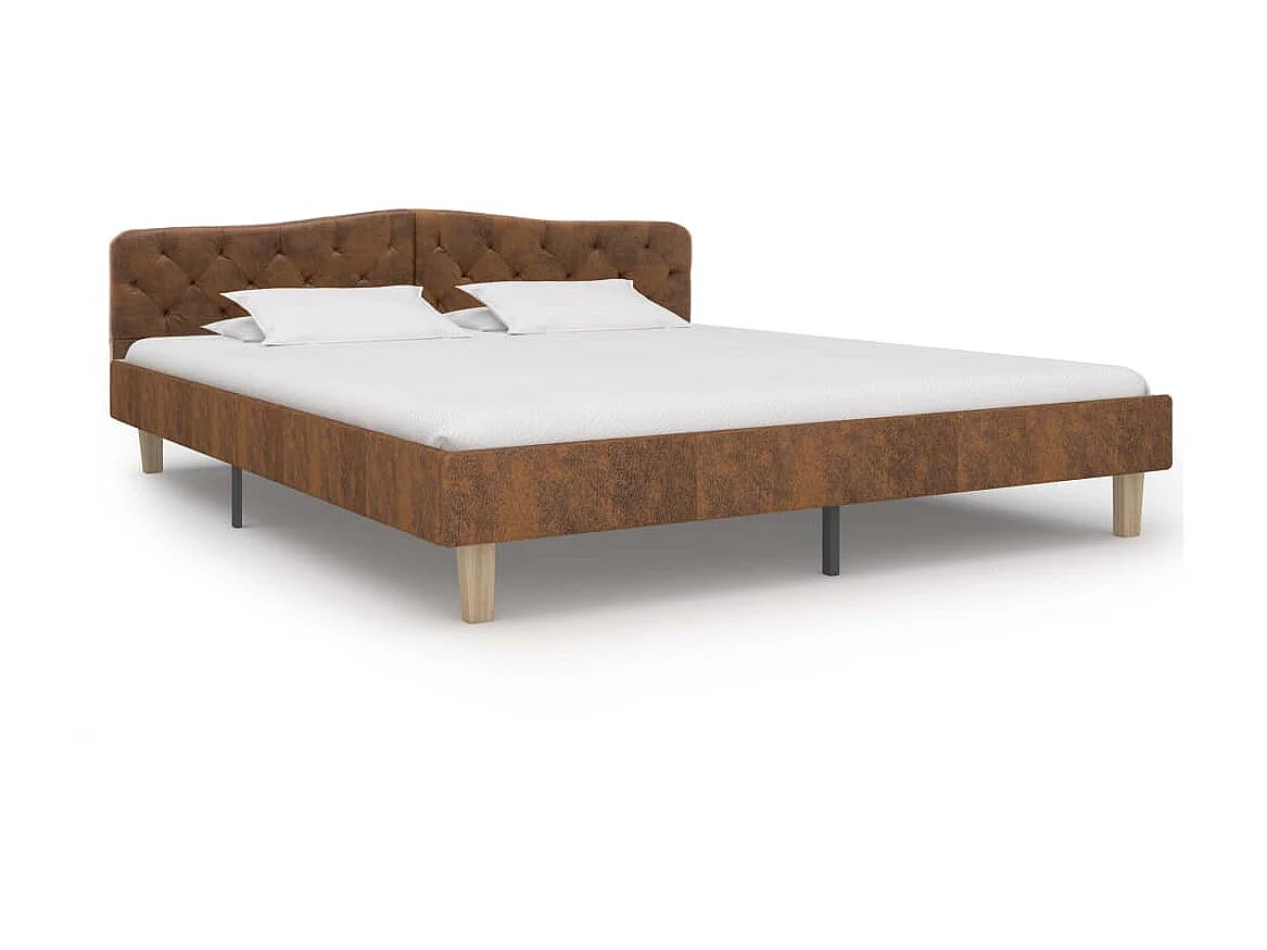 Lit-180x200 cm Marron Similicuir daim EGGB44903