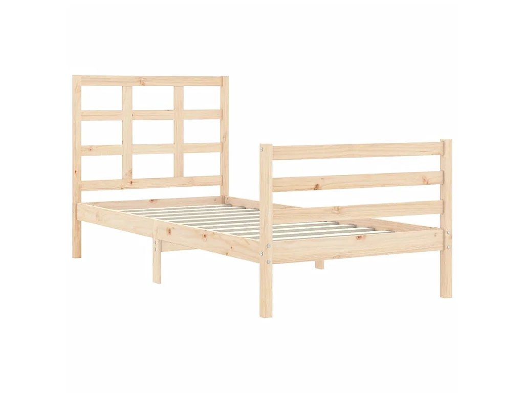 Cama com cabeceira 90x200 cm madeira maciça PT710381