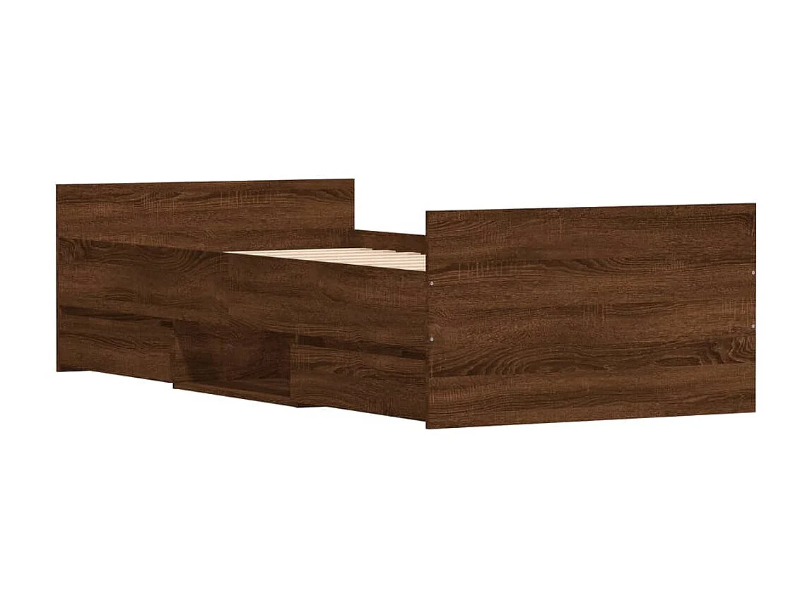 Lit-90x190 cm avec tête de lit/pied de lit chêne marron EGGB21652