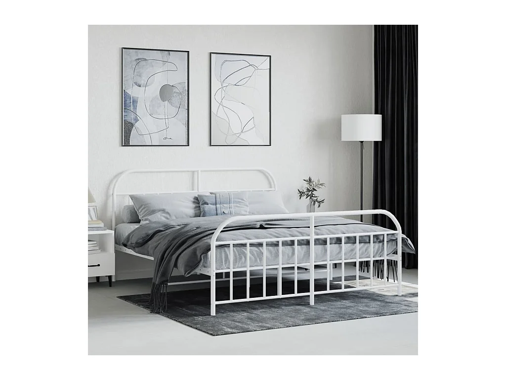 Bedframe met hoofd- en voeteneinde metaal wit 160x200 cm NL59306