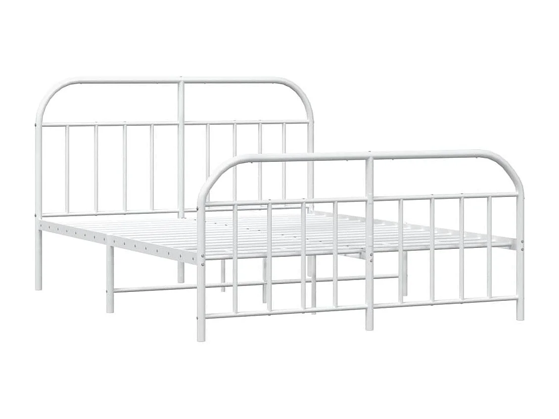 Lit-160x200 cm métal avec tête de lit/pied de lit blanc EGGB77867