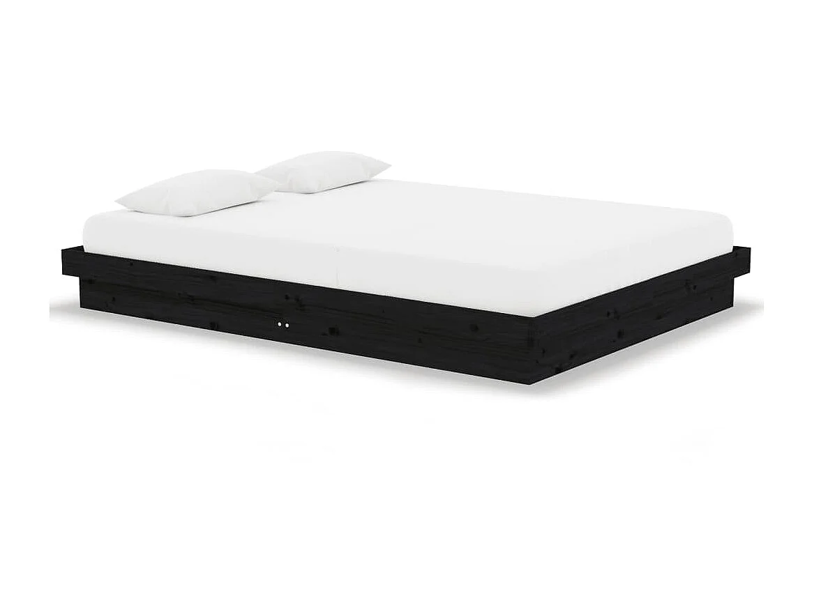 Lit-135x190 cm Noir Bois massif Double EGGB61463