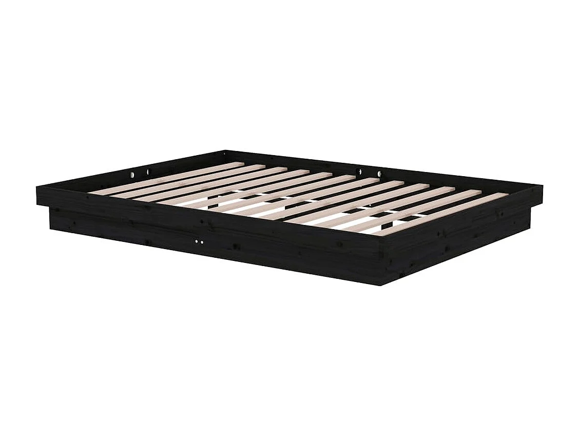 Lit-135x190 cm Noir Bois massif Double EGGB61463