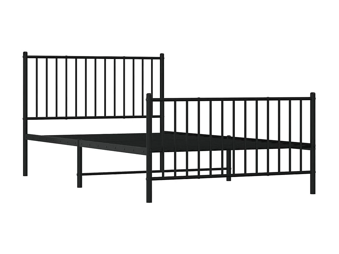 Lit-107x203 cm métal avec tête de lit/pied de lit noir EGGB40588