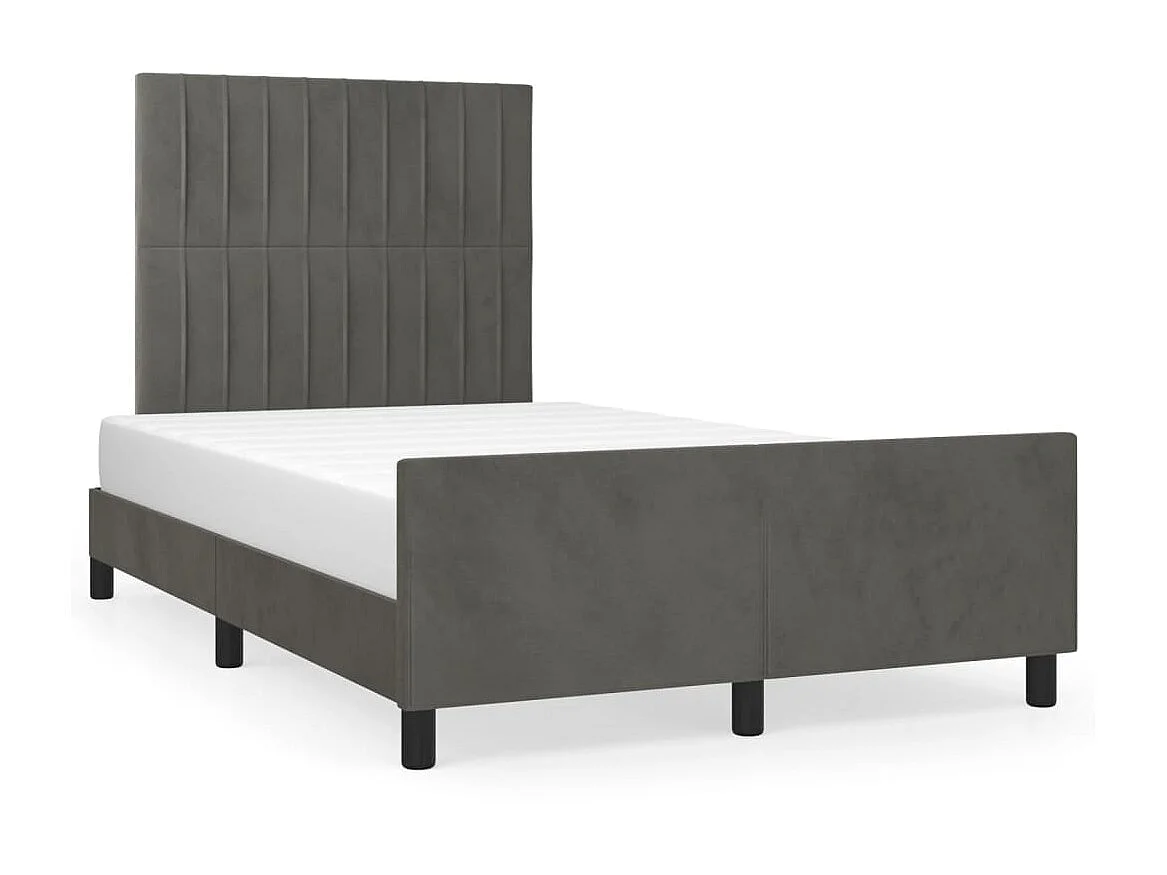 Lit-120x200 cm avec tête de lit Gris foncé Velours EGGB85153
