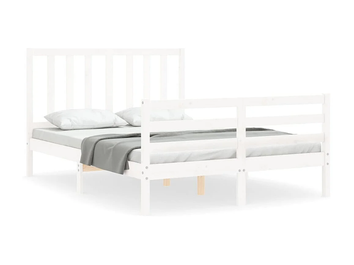 Lit-140x190 cm avec tête de lit blanc bois massif EGGB53108