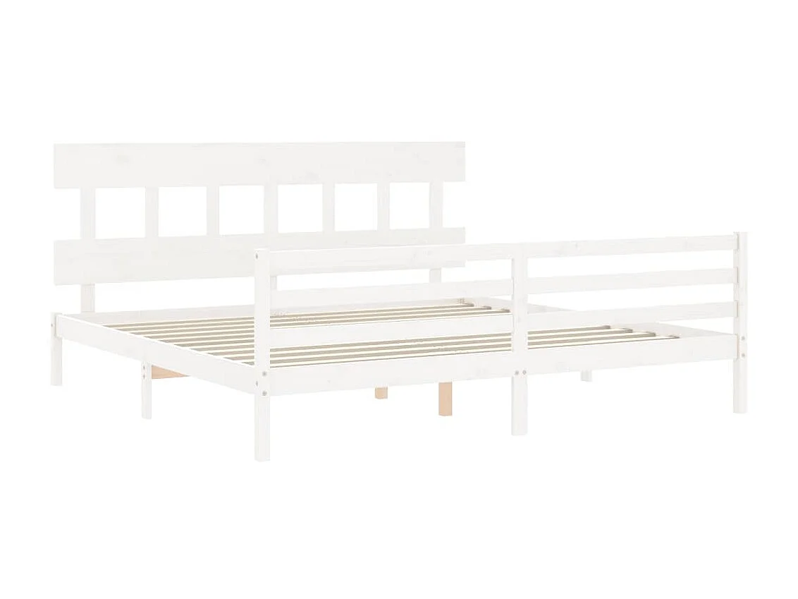 Lit-200x200 cm avec tête de lit blanc bois massif EGGB55954