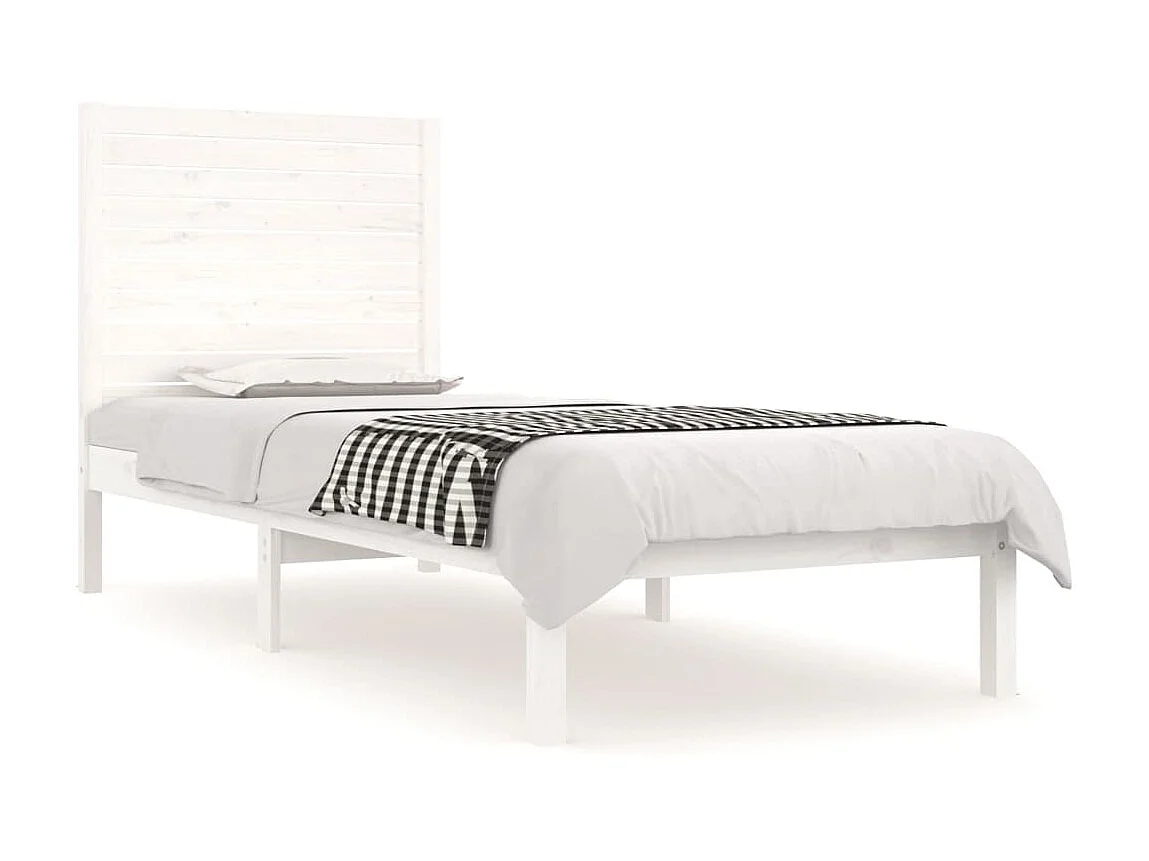 Cama 90x190 cm individual madera maciza blanco ES31780