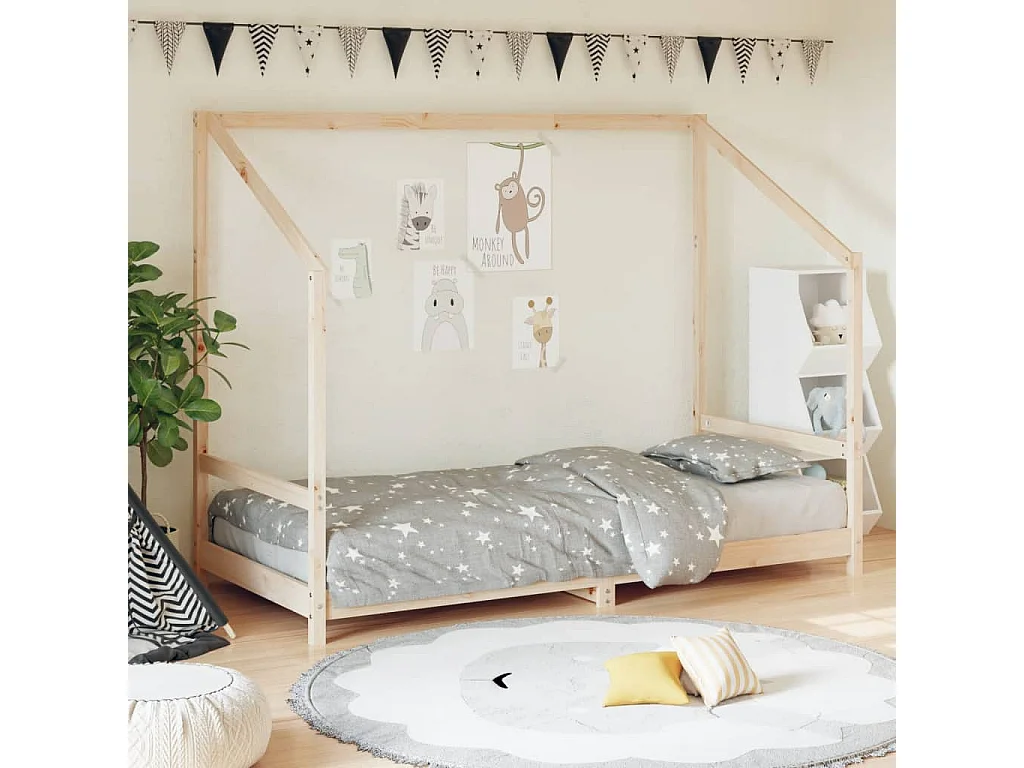 Cama infantil 90x190 cm madeira de pinho maciça PT544031