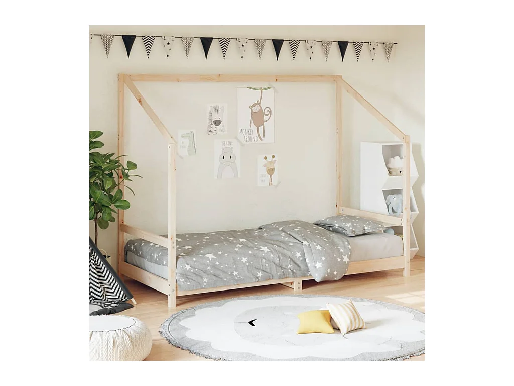 Lit-90x190 cm pour enfant Bois de pin massif EGGB43397