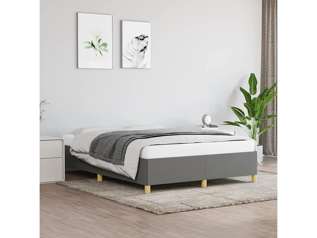 Lit-140x190 cm Gris foncé Tissu EGGB89516