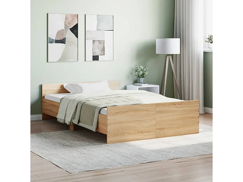 Lit-120x200 cm tête de lit et pied de lit chêne sonoma EGGB35556