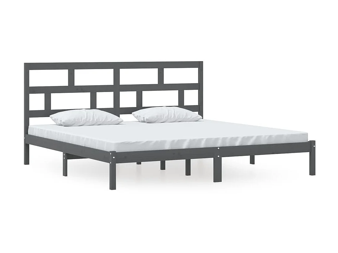 Lit-200x200 cm Gris Bois de pin massif EGGB50323