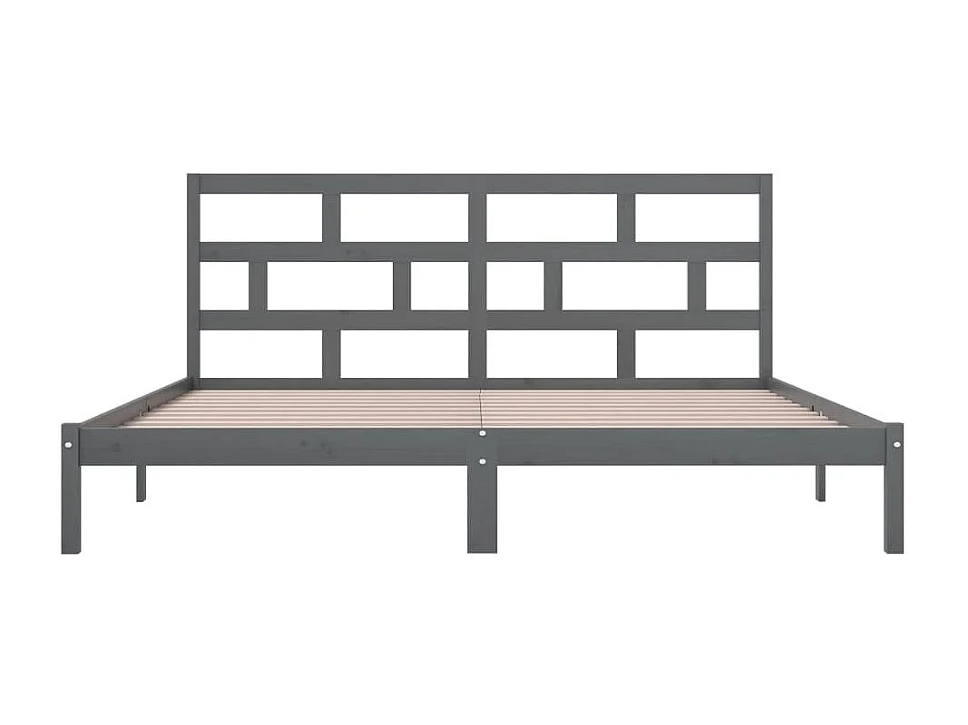Lit-200x200 cm Gris Bois de pin massif EGGB50323
