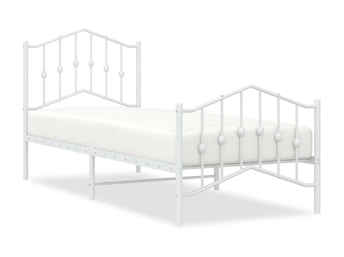 Bedframe met hoofd- en voeteneinde metaal wit 90x200 cm NL42954