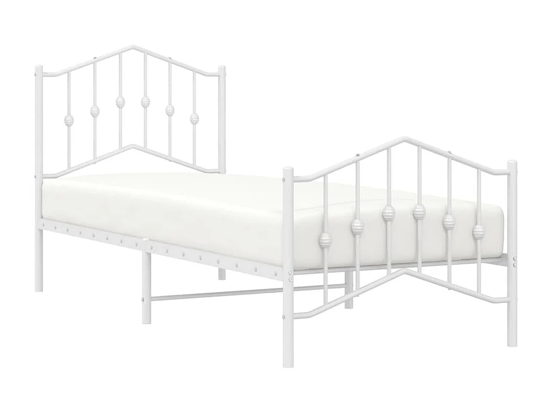 Bedframe met hoofd- en voeteneinde metaal wit 90x200 cm NL42954