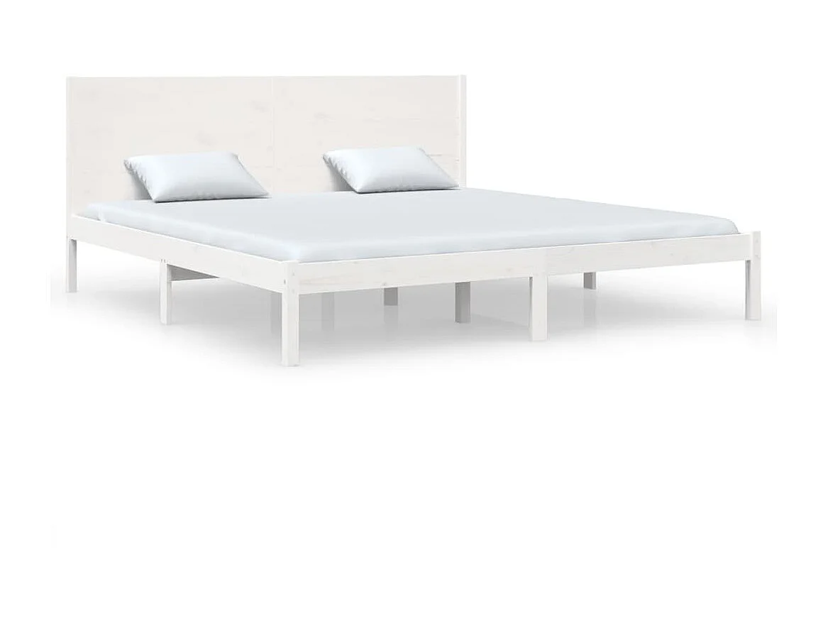 Lit-200x200 cm Blanc Bois de pin massif EGGB58882